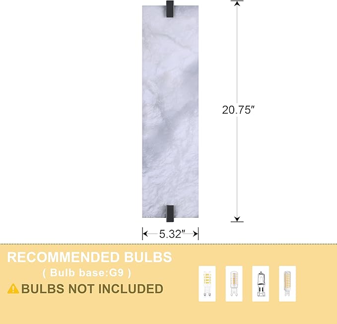 2 Pack 4 Light Square 20.75" Alabaster Marble Bathroom Wall Sconce Modern Concise Style Wall Light Fixture,Dark Gray Finish for Bedroom Hallway Bedside