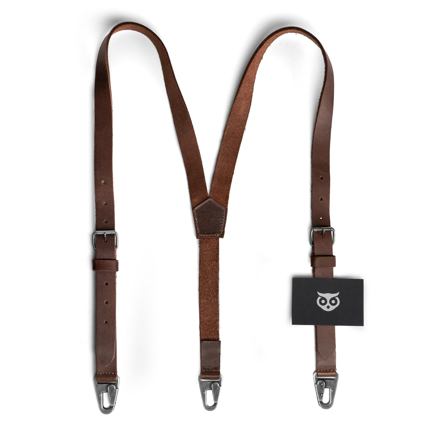 Hide & Drink Mens Leather Suspenders w/hooks, Mens western suspenders, Jeans, Dress pants, Wedding party, Groomsmen, Work suspenders for men, Heavy duty, Brown leather suspenders