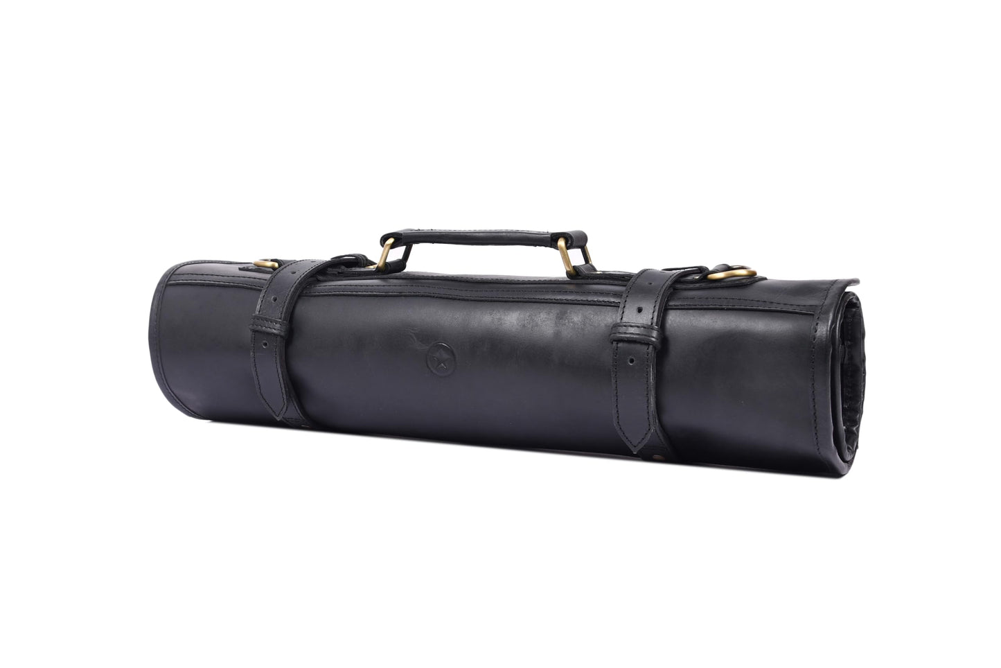 Leather Knife Roll Storage Bag, Elastic and Expandable 10 Pockets, Adjustable/Detachable Shoulder Strap, Travel-Friendly Chef Knife Case (Pitch Black, Leather)