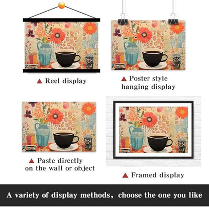Yesad Vintage Coffee Art Print, Coffee Bar Décor Kitchen Art Canvas Wall Art Pictures Poster Prints Retro Décor Home Décor for Living Room Farmhouse Dining Room Wall Décor (Unframed,30”x20”, Coffee8)