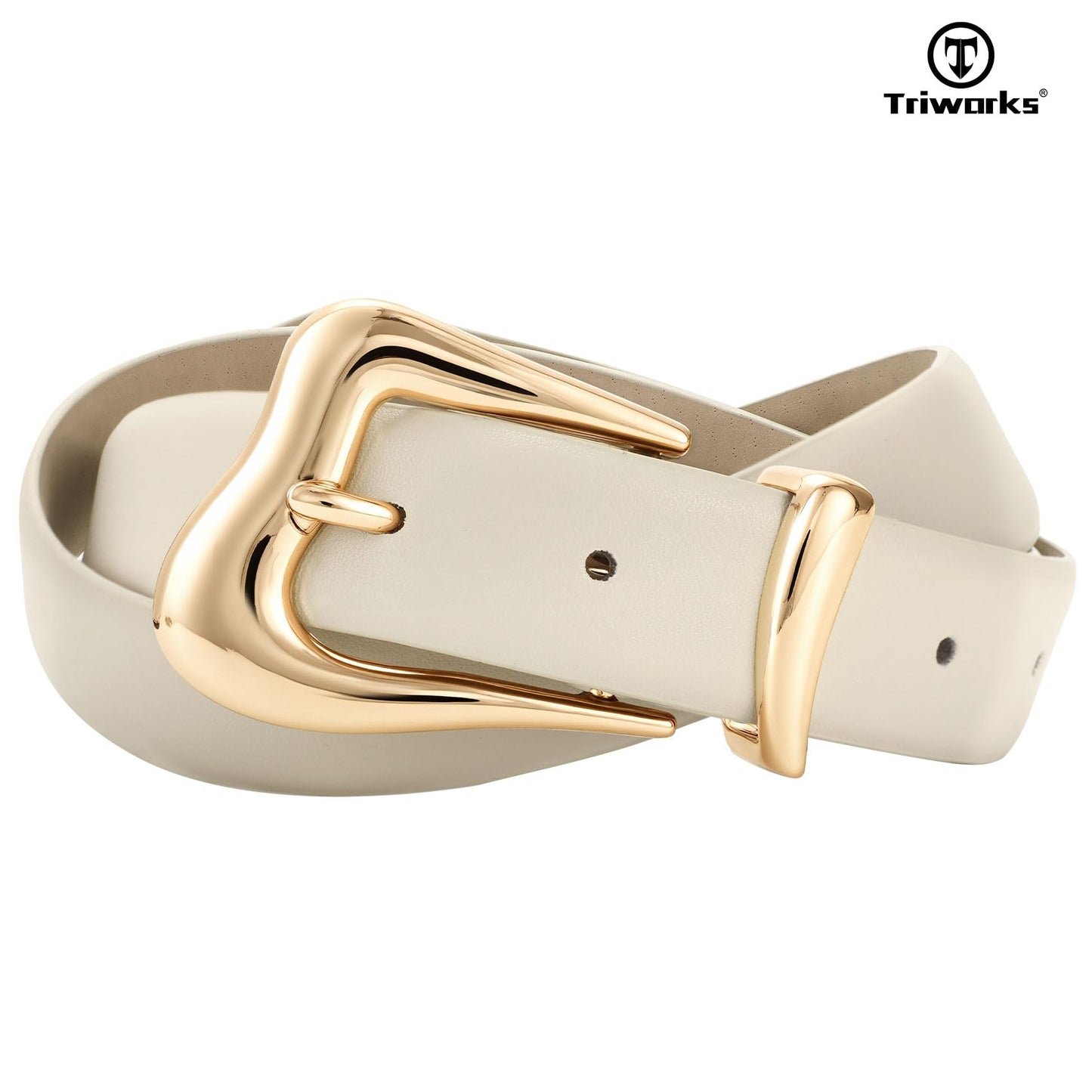 TRIWORKS Women's Belts for Jeans Pants Gold Buckle Fashion Waist Belts for Ladies Leather Belts