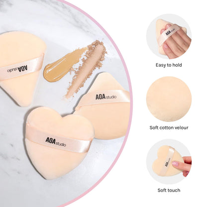 AOA Studio Velvet Puffs Makeup Puff Set of 6 Loose Powder Body Powder, Velour Makeup Blender Sponge Foundation Blending Sponges Set Beauty Makeup Tools(Black/Peach)
