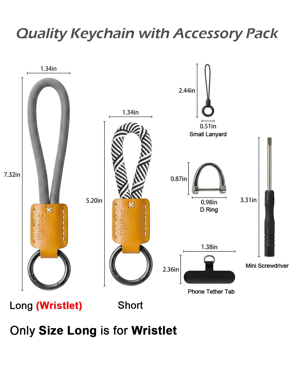 PJYTAC Keychain for Car Keys, Short Key Lanyard for Women, Cute Leather Rope Car Key Holder Key Chain with D Key Ring, Accessories Kit Phone Tether Tab Gift for Women Men