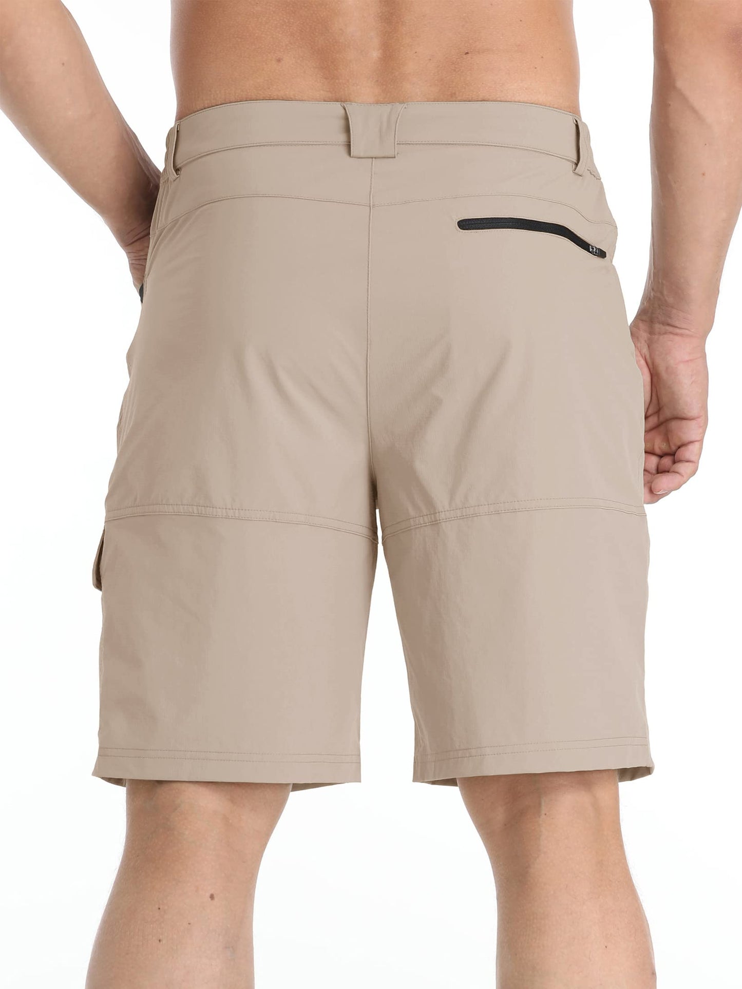 TACVASEN Mens Casual Shorts 10" Hiking Travel Shorts Lightweight Quick Dry Summer Golf Dress Fishing Travel Zipper Pockets Light Khaki 30