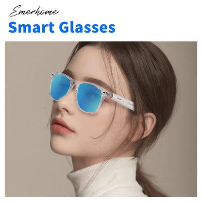 Smart Glasses - Bluetooth Glasses for Men & Women, Touch Control, Outdoor UV Protection and Voice Control, Hands-Free Calls (Clear Lens)