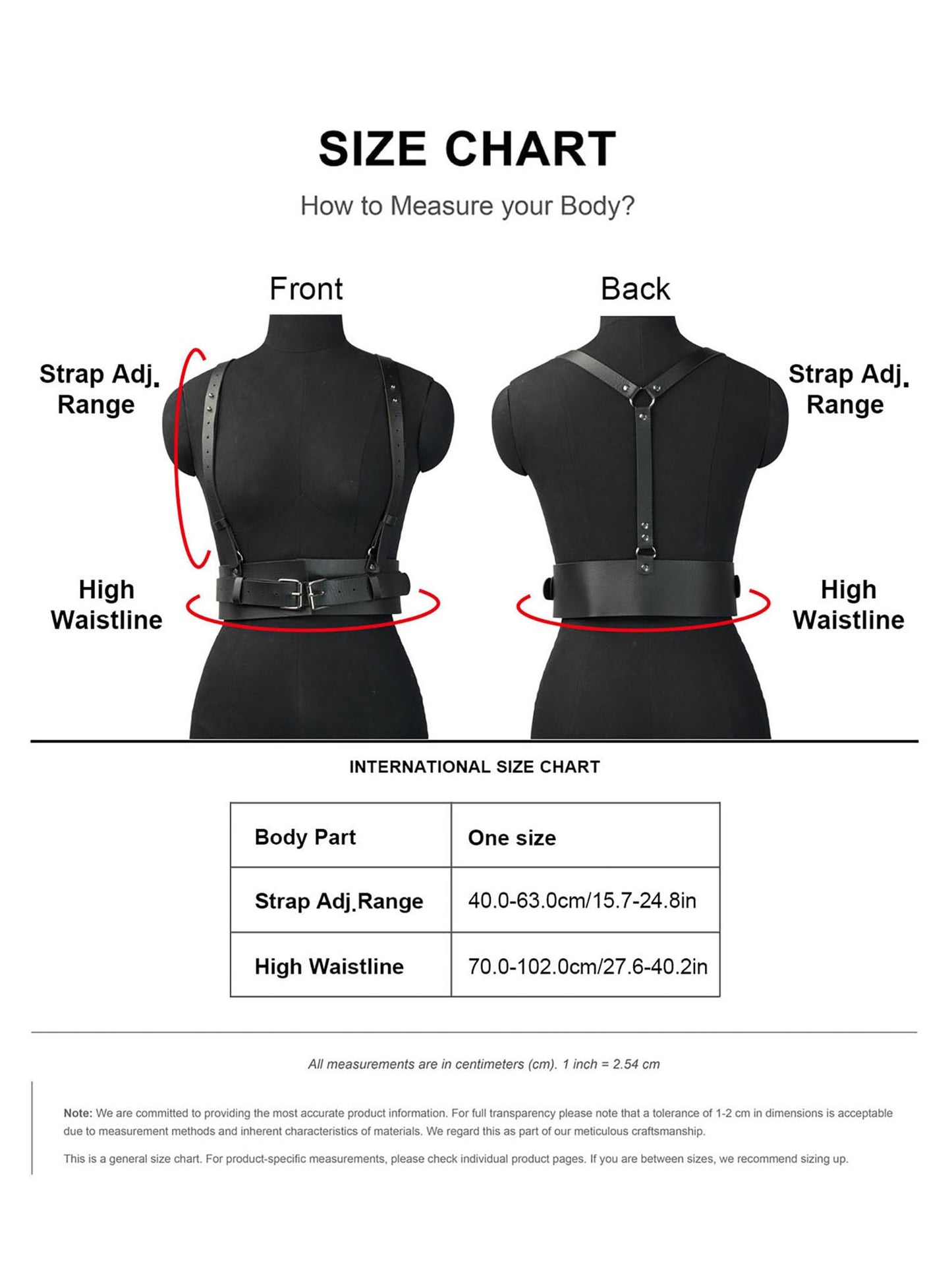 WARANDOD Women Adjustable Faux Leather Harness Waist Belt, Goth Punk Black Fashion Harness Top Body Accessory For Festival Stage Nightclub Cosplay(Waist 27.6-40.2in)