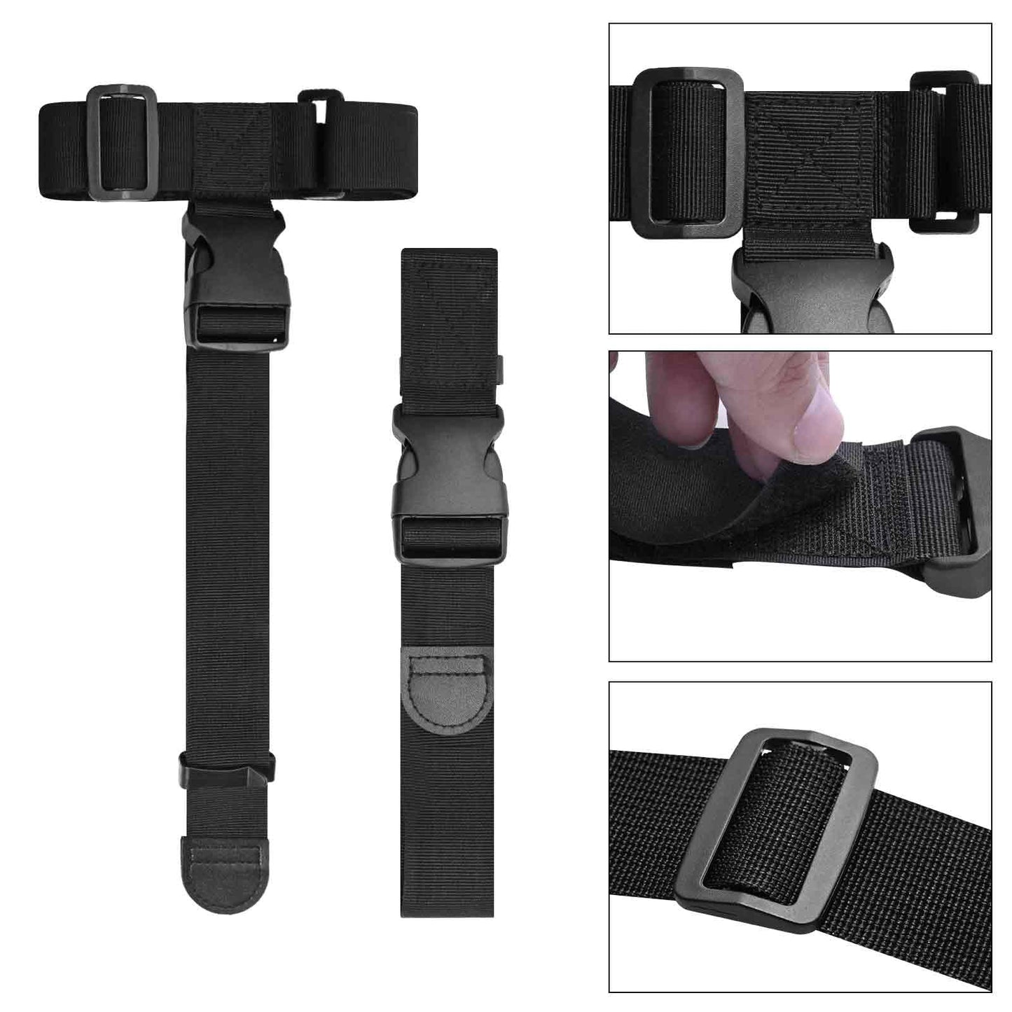 Add a Bag Luggage Strap - Heavy Duty Adjustable Suitcase Belt - Travel Accessory for 3 pcs Luggage Connecting - 3 Pack 1.5" W (Black)