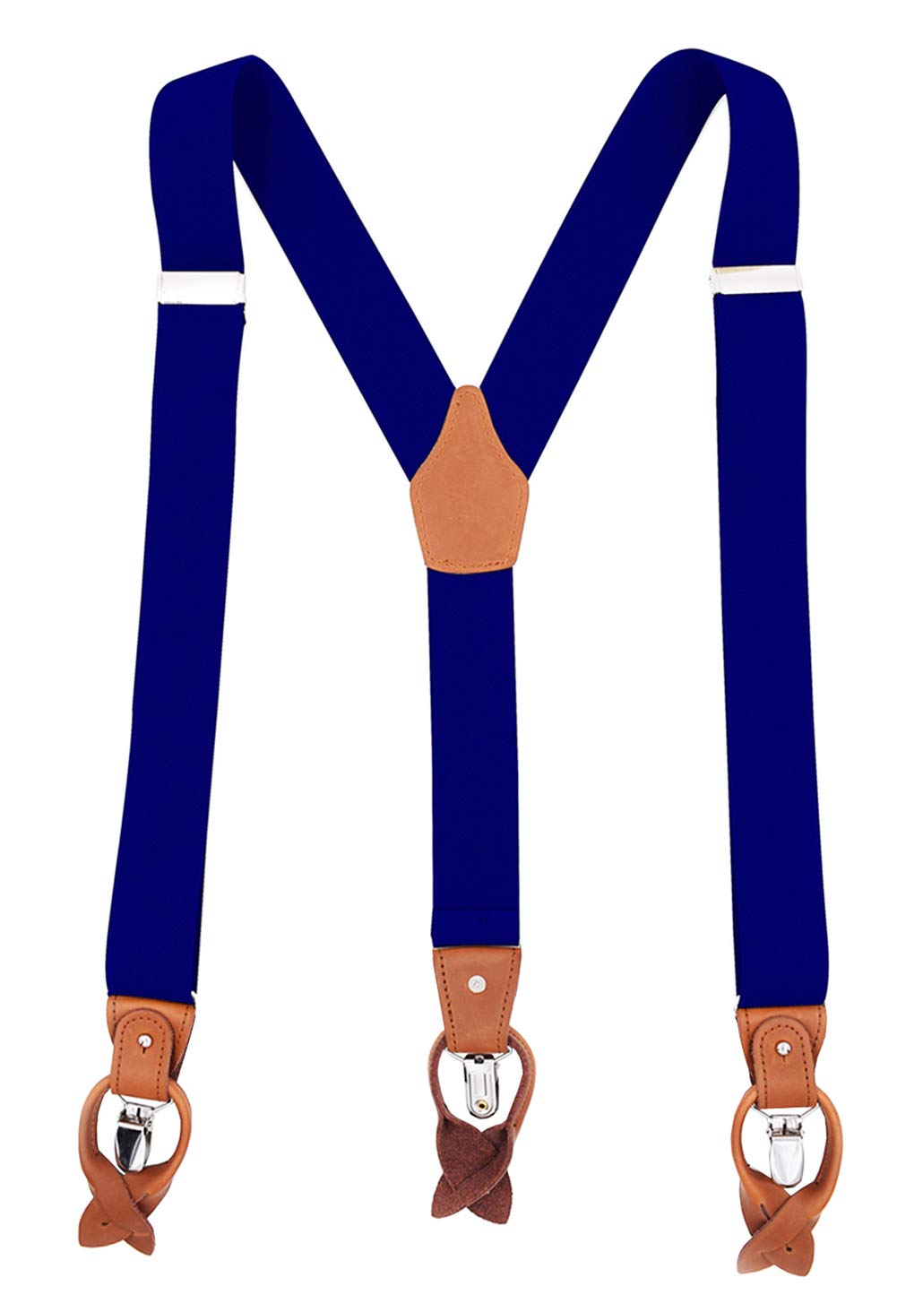 MENDENG Men's Suspenders Braces Leather Strap Father/Husband's Gift 6 Buttons