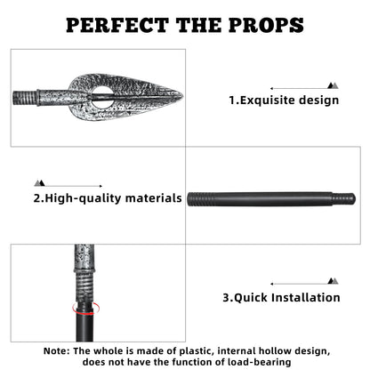 Spartan Spear 56In Medieval Roman Plastic Spear Prop Costume Accessory Weapon,Cosplay Vikings Role Play Decoration for Halloween Party