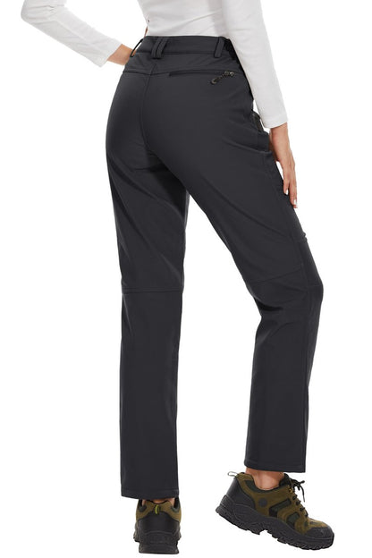 MAGCOMSEN Women's Fleece Lined Waterproof Insulated Winter Pants Outdoor Snow Ski Pants Warm Hiking Softshell Black M