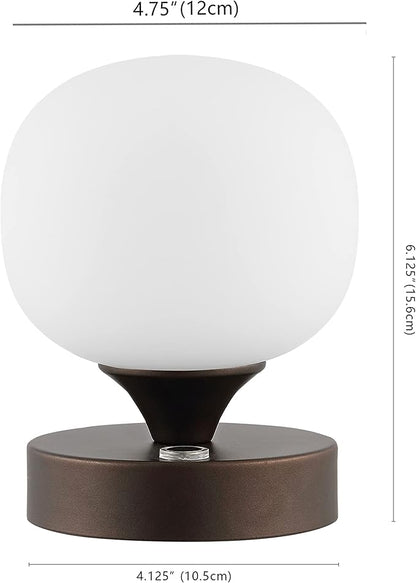 JONATHAN Y JYL7112A Owen 6.13" Bohemian Farmhouse Iron Rechargeable Integrated LED Table Lamp Contemporary Bedside Desk Lamp for Bedroom Living Room Office, Oil Rubbed Bronze/White