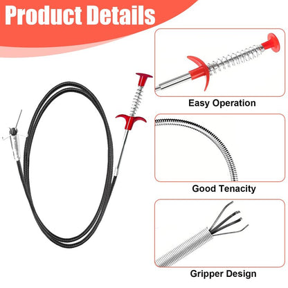 Drain Snake 75 Feet, Plumbing Snake Drain Hair Clog Removal Tool, Sink Unclogger Drain Cleaner Tool for Bathroom Kitchen Tub Shower Drain Clog Remover,Flexible Grabber Claw Pick Up Reacher