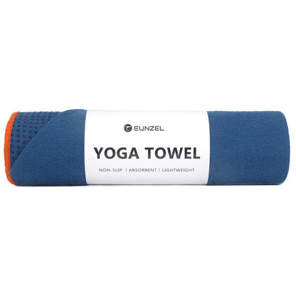 Eunzel Hot Yoga Towel - Microfiber Non Slip Yoga Mat Towel with Grip Dot Sweat Absorbent Towel for Hot Yoga, Pilates and Fitness 72" x 24", Dark Cyan/Orange