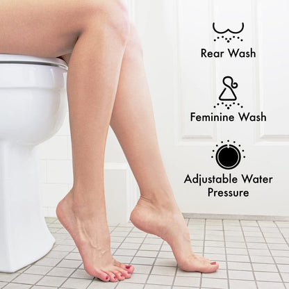 SHIKITEK Bidet Attachment for Existing Toilet Seats, Ultra-Slim, Non Electric, Dual Nozzle, Rear & Feminine Wash, Fresh Cold Water Sprayer, Badays Bedets Bedits Badette Bidgets, Silver