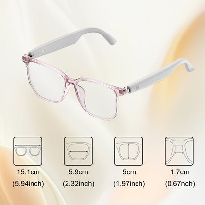 AI Smart Glasses, Bluetooth 5.4 Translation Glasses with 144 Language & Accents, Blue Light Filtering Lenses, Multifunctional Smart Glasses for Men Women, Travel Meeting Trade Business HY-C8 White