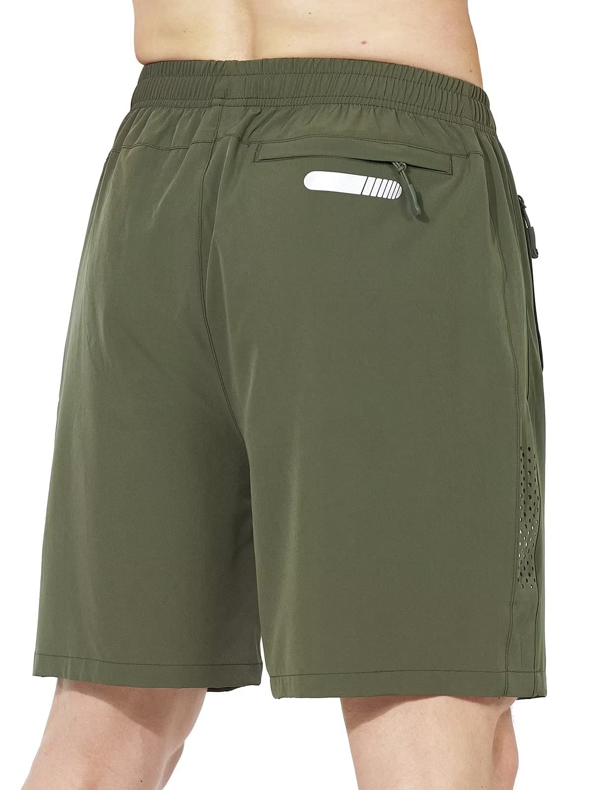 NORTHYARD Men's Athletic Running Shorts Gym Workout 7"/9"/5" Quick Dry Lightweight Sports Basketball Tennis 3 Zipper Pockets ArmyGreen L