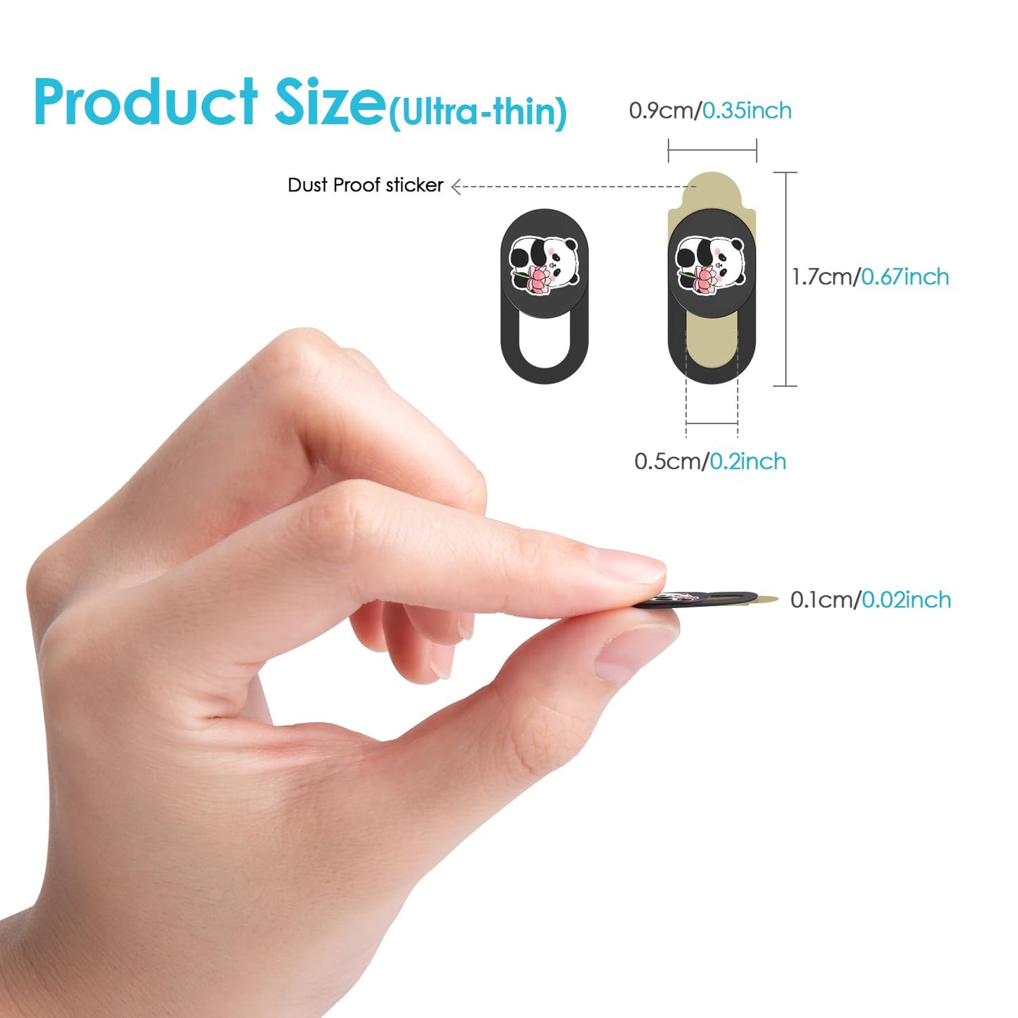 Laptop Camera Cover Slide, Panda Webcam Cover, 0.02 inch Cute Laptop Accessories for iPhone iPad iMac MacBook Pro Air Laptop PC Smartphone Tablet, Camera Privacy Covers Protect Your Visual Privacy