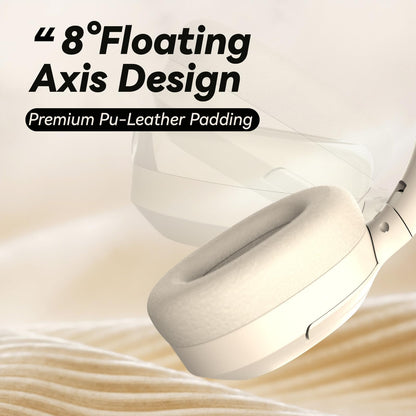 SunoFi Hybrid Active Noise Cancelling Headphones, Wireless Over Ear Bluetooth Headphones with Mic, 40H Playtime, Hi-Res Audio, Deep Bass, Foldable Comfort Fit Ear Cups for Travel, Office, Home (White)