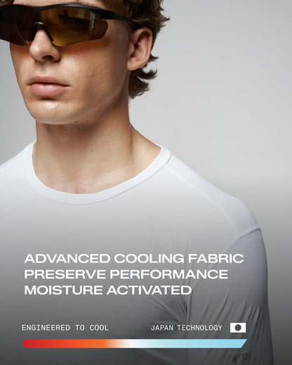 FREEZETECH Men’s Cooling Long Sleeve Shirt White Small – Breathable Moisture-Wicking Athletic Top with Advanced Cooling Print & UPF 40+ for Running Training Gym