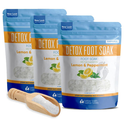 Detox Foot Soak (2 LBs) Epsom Salt Foot Soak with Lemon & Peppermint Essential Oils