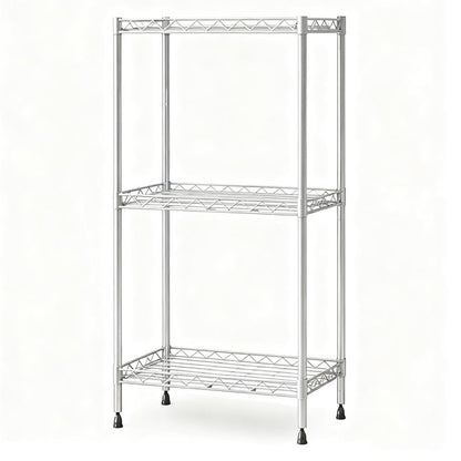 3-Tier Wire Shelving Unit, 1000 lbs Capacity, Adjustable Metal Storage Shelves for Kitchen, Pantry, Garage & Warehouse, Heavy-Duty Steel Organizer (Silver，Easy Assembly)