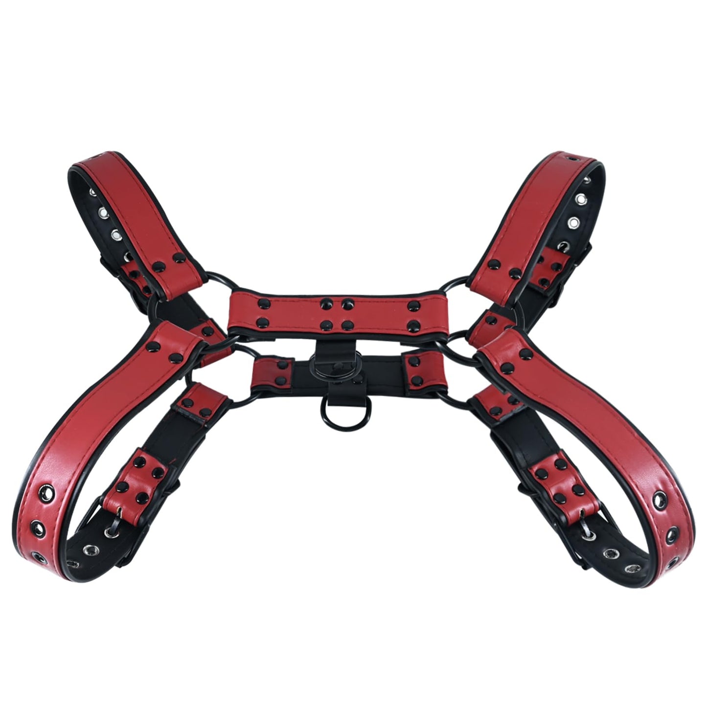 ZZRBVFH Men's Adjustable PU Leather Chest Harness - Fashion Body Shoulder Straps with Buckles for Clubwear Party Outfits (Red)