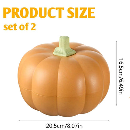 Large Pumpkin Bowls 2 Set, Plastic Pumpkin Candy Dish Jar with Lid Thanksgiving Decor Pumpkin Dish with Cover Pumpkin Serving Tray Fall Decorative Food Snacks Storage Container for Sugar Cookie