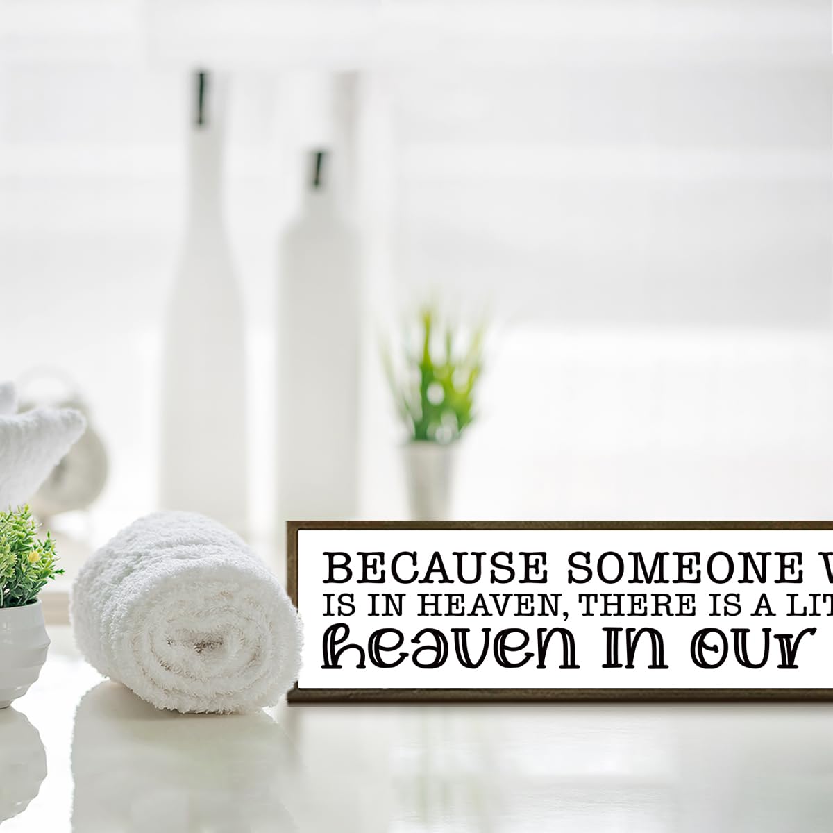 Farmhouse Style Sign, Bereavement Sign, Sympathy Gift, Because Someone We Love Is In Heaven, Memorial Sympathy Gift, Home Wall Decor Wood Framed, Wood Plaque Signs, 38 * 8.5 In A64