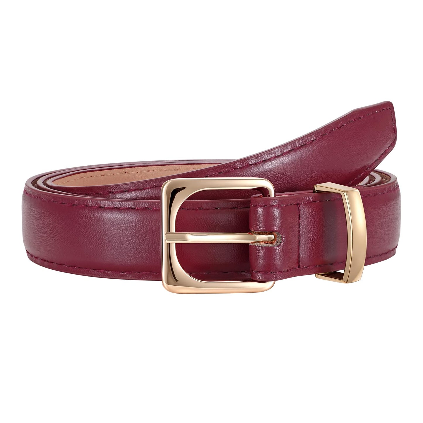 JASGOOD Women Belt for Jeans Dresses Pants Ladies Leather Waist Belt with Square Gold Buckle