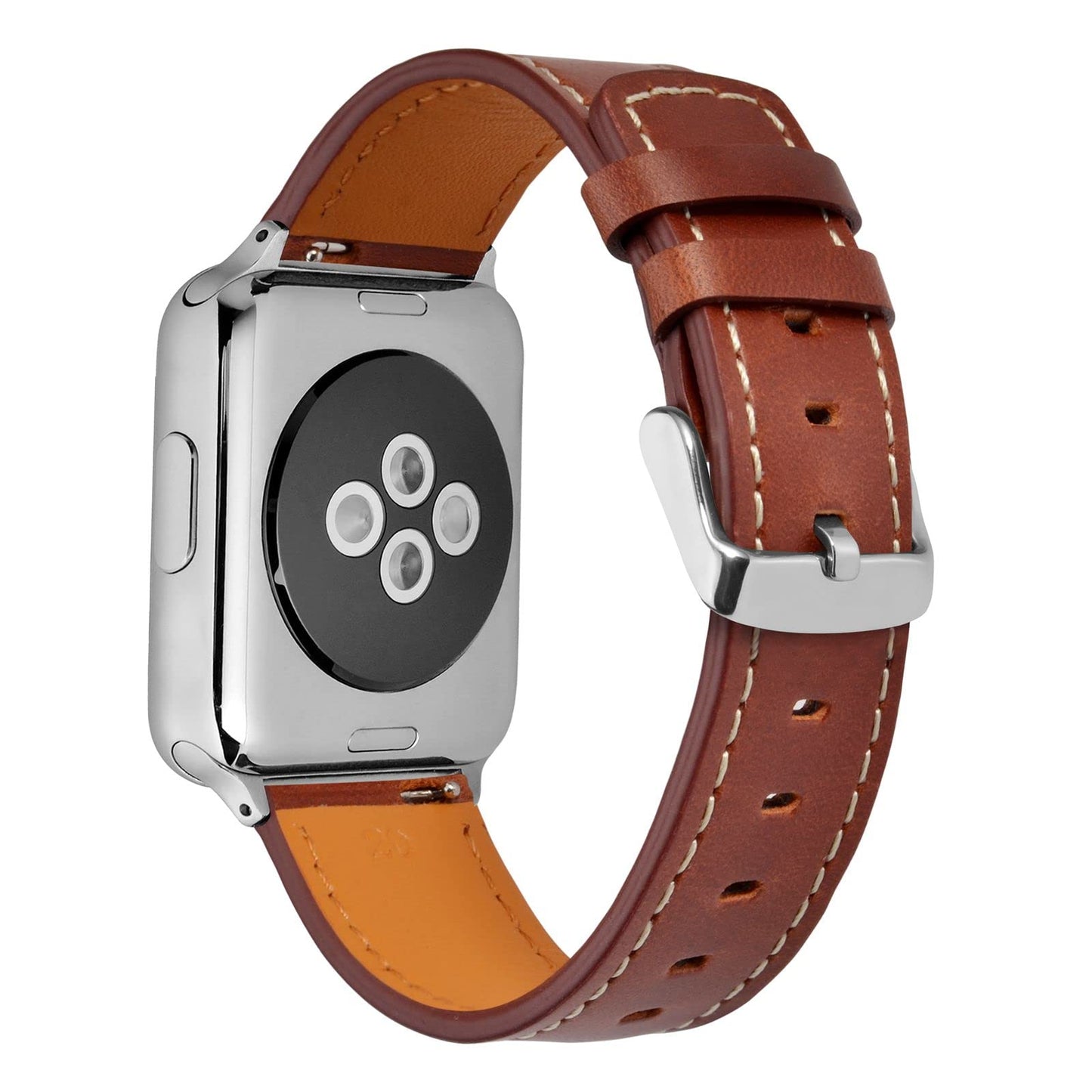 ANNEFIT 21mm Watch Band, Quick Release Genuine Leather Replacement Strap (Red Brown)