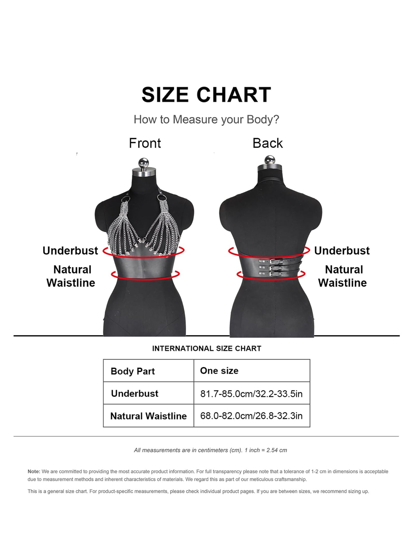 Women’s Punk Chain Harness Top, Adjustable Faux Leather Body Chain Crop with Alloy Hardware for Festival, Party, Rave & Stage Outfits (Fit Underbust 32.2-33.5in)