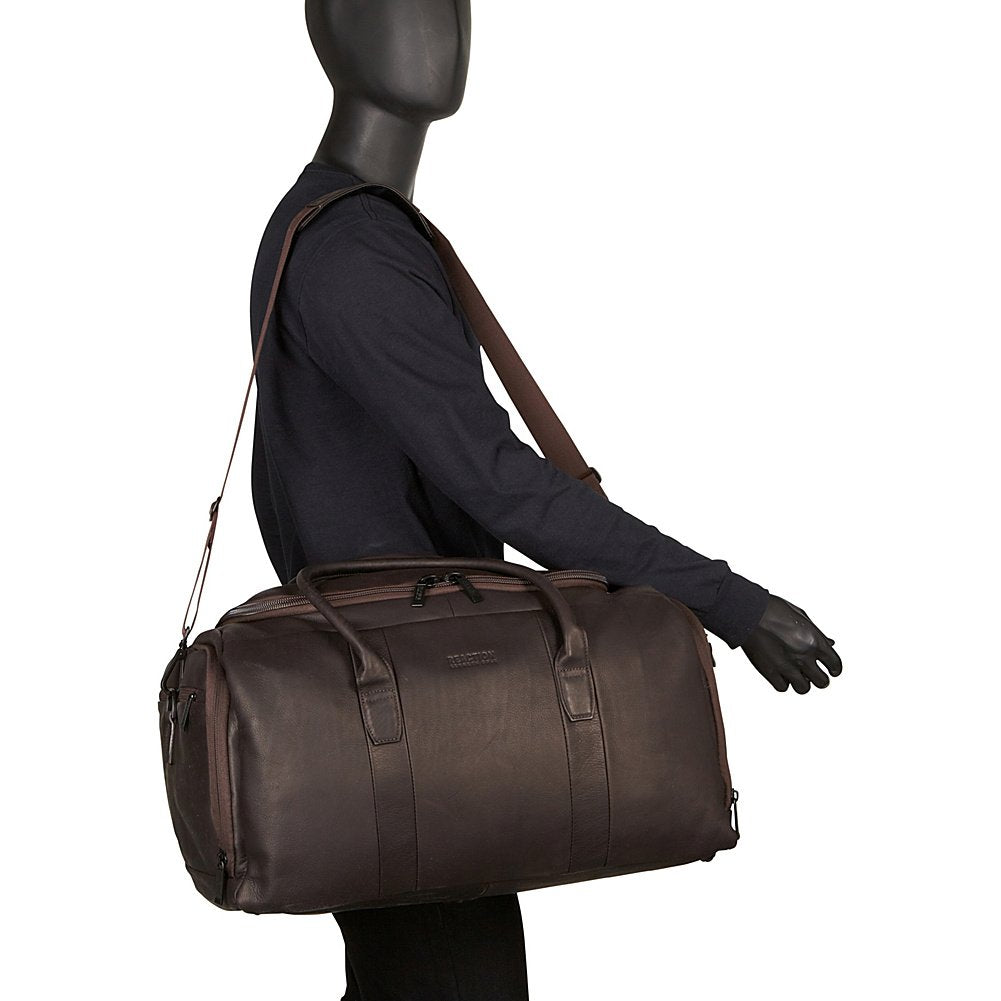 Kenneth Cole REACTION Duff Guy Colombian Leather 20" Single Compartment Top Load Travel Duffel Bag, Black