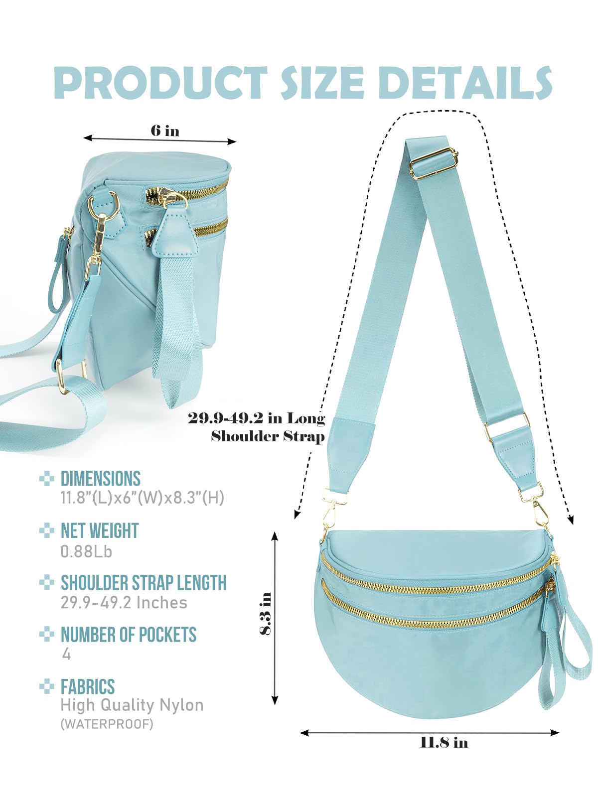 Pure Colour Crossbody Bag Bum Bag for Women,Spacious Purse Fanny Packs Belt Bag,Oversized Bum Bag (Colour Bum Bag-Beige)