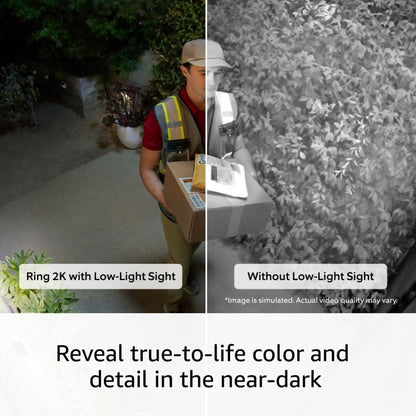 Ring Outdoor Cam Plus, Power over Ethernet (Newest Model) — Wide-Angle 2K Video with Ring Vision, Low-Light Sight for full-color night vision, Mount-anywhere versatility, White