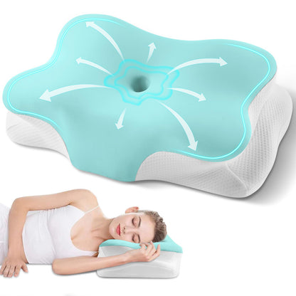 Cervical Neck Pillow, Ergonomic Side Sleeper Pillow for Neck Support, Cooling Memory Foam Pillows for Sleeping, Contour Orthopedic Bed Pillows for Side Back Stomach Sleepers with Removable Pillowcase