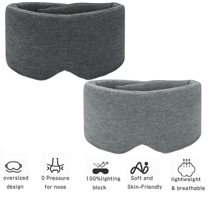 Sleep Mask for Men Women,100% Cotton Sleep Eye Mask with Fully Adjustable Strap, 100% Light Blocking Eye Mask for Sleeping, 0 Pressure Eye Covers for Travel Yoga Nap (Black)