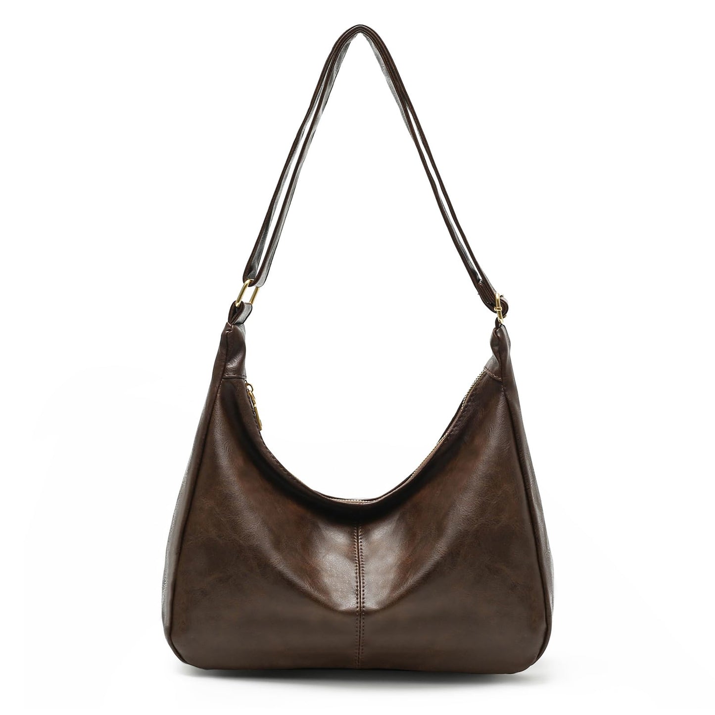 Slouchy Vegan Leather Shoulder Bag for Women,Trendy Soft Crossbody Hobo Bags,Stylish Everyday Tote Purses Handbags (Coffee)
