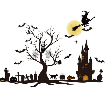 4 Sheet Halloween Window Decals Clings Decor Window Stickers Double Side Clings Decals for Party Decoration with Bat, Witch, Spider, Pumpkin for Halloween Spooky Holiday Fall Party Home Decor