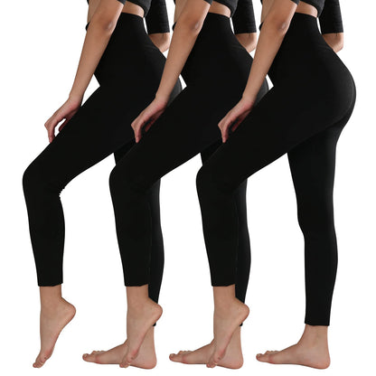 TRIUNION 3 Pack Fleece Lined Leggings Women High Waisted Thermal Winter Yoga Pants for Women Warm Running Workout Leggings