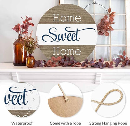 Welcome Sign Front Door Decoration Vintage Wooden Home Sweet Home 12in Round Wooden Hanging Housewarming Home Garden Decor
