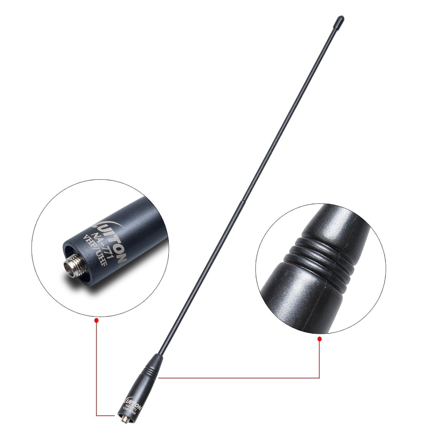 Radio Antenna for BaoFeng UV-5R/888S Long Range Walkie Talkie Antenna 15.6-Inch Whip VHF/UHF (144/430Mhz) Antenna SMA-Female（1 Pack）