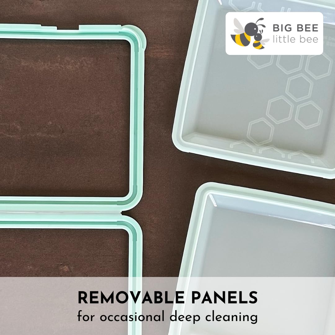 Big Bee, Little Bee - SoftShell Reusable Silicone Food Storage Container with Connected Clamshell Lid, Easy to Clean, Snaps Closed, Microwave, Freezer & Dishwasher Safe (Grape)