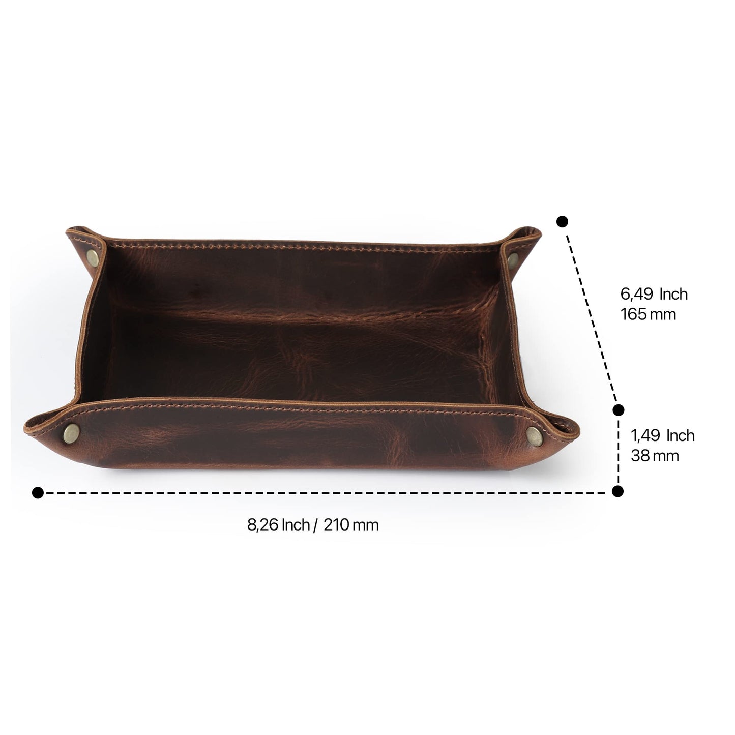 Londo Genuine Leather Tray Organizer - Practical Lightweight Water Resistant Computer Table Desk Storage Box for Wallets, Watches, Keys, Coins, Cell Phones and Office Equipment