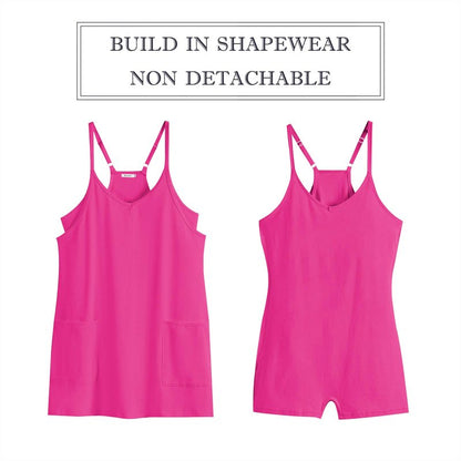 ANRABESS Women Athletic Dress Summer Tennis Workout Active Sports Mini Romper Dress Built in Shorts Travel Vacation Clothes Hot Pink X-Large