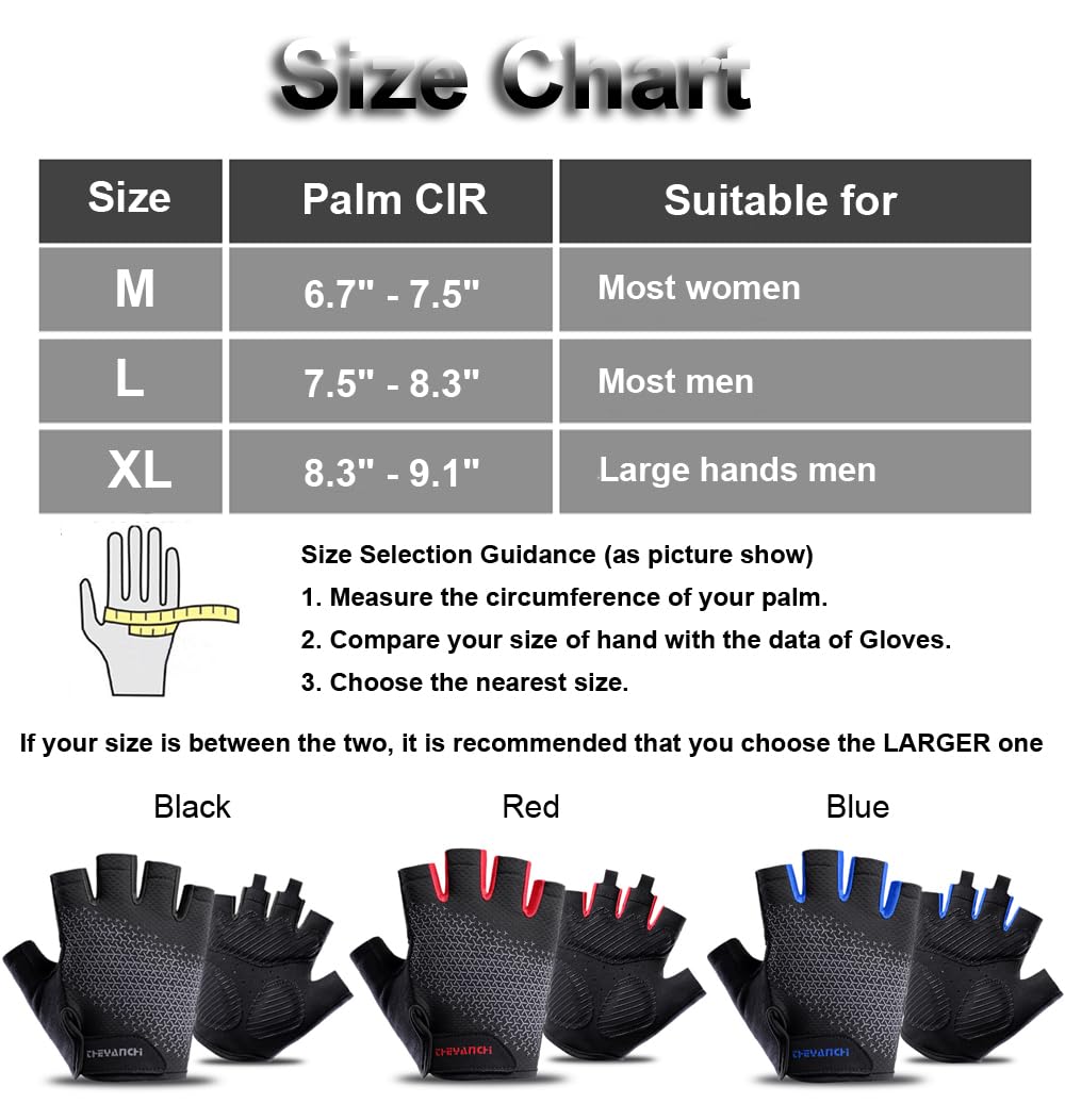 SUJAYU Fingerless Workout Gloves for Men Women Bike Gloves for Men Cycling Bicycle Accessories, Guantes para Bicicleta Hombre Guantes Ciclismo Hombre (Black, Medium)