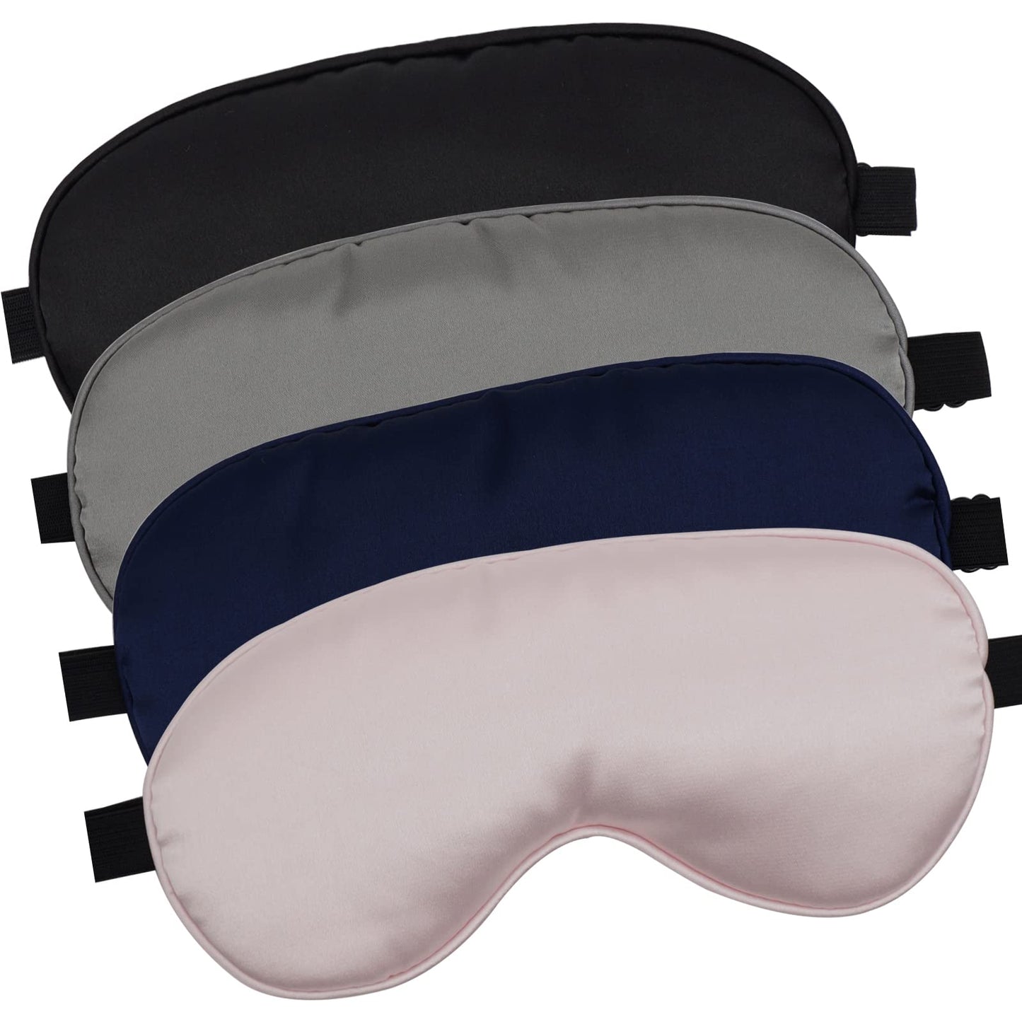 4 Pack Eye Mask for Sleeping Silky Soft Satin Blindfold Adjustable Strap Night Eye Cover for Women Men