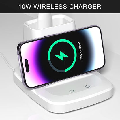 LED Desk Lamp with Wireless Charger for Home Office, Small with Pen Holder, 800LM,3 Color Modes,Gooseneck, Eye-Caring White Desk Lamps for Home College Dorm Room