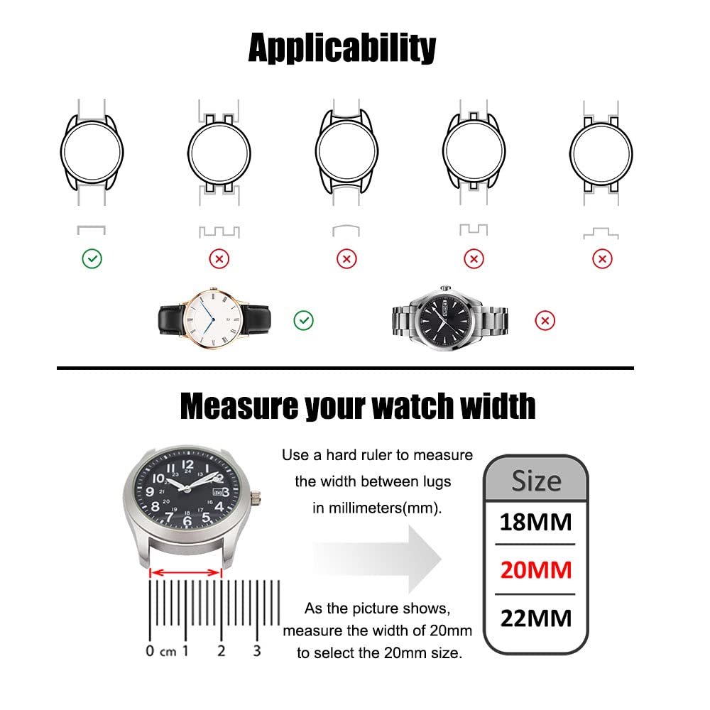 AMHUGE Extra Long Italian Genuine Leather Watch Strap-18mm，20mm，22mm，24mm Width -Brown Black Calf Leather Watch Band for Big Wrist Men or Women (18mm, Dark Brown)