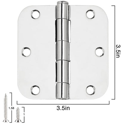 42 Pack Interior Door Hinges Polished Chrome 3.5 inch X 3-1/2" 5/8 Radius,3 ½"Bright Sliver Round Standard Hinge for Doors DIY Assembly Bifold Table Hardware Kit Home Accessories House Eseentials