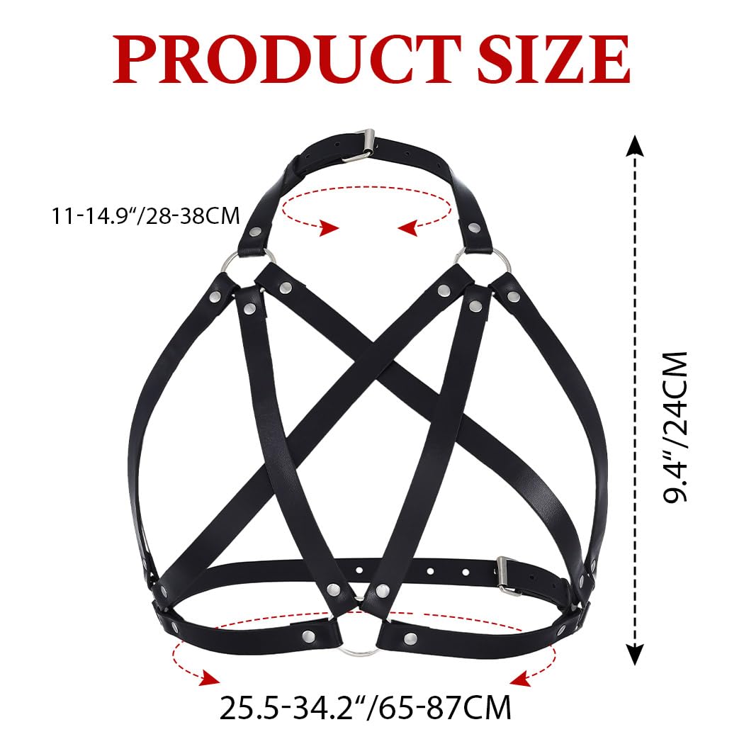REETAN Chest Body Harness Belt Leather Fashion Black Rave Accessories for Women